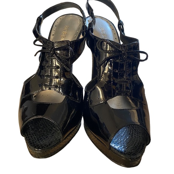 BCBG - BCBGirls womens size 9.5 patent leather Y2K tuxedo style sling back pumps - Picture 8 of 12